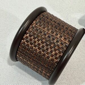 Metal Napkin Rings Basket weave Brown Bronze Copper Set Of 4